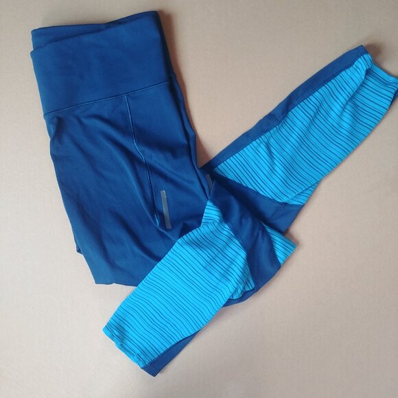 Adidas Running ClimaCool cropped blue leggings Small semi sheer panels - Picture 3 of 12